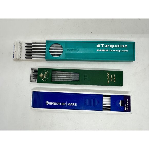 Berol Turquoise Eagle Staedtler Mars & Green Drawing Lead Sets 2mm HB F - Picture 1 of 4